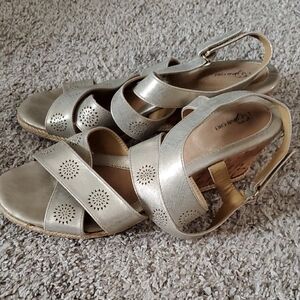 Metallic Wedge Sandals
